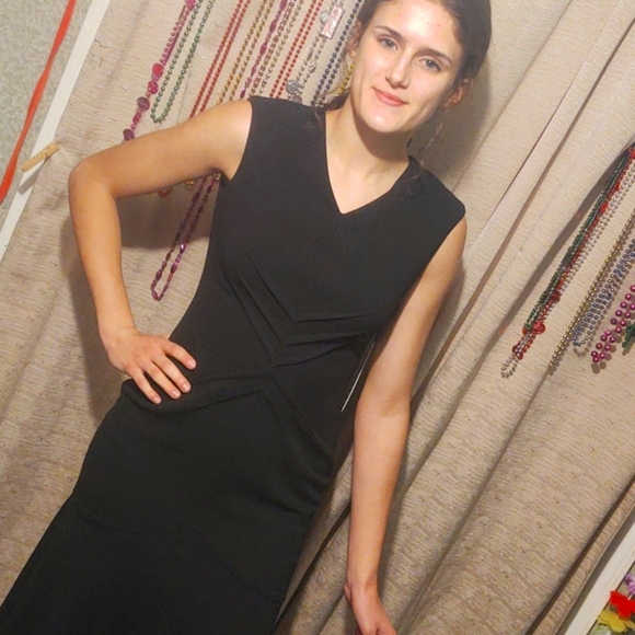 Calvin Klein Fit & Flare Sheath Dress Black 2 - Picture 5 of 15